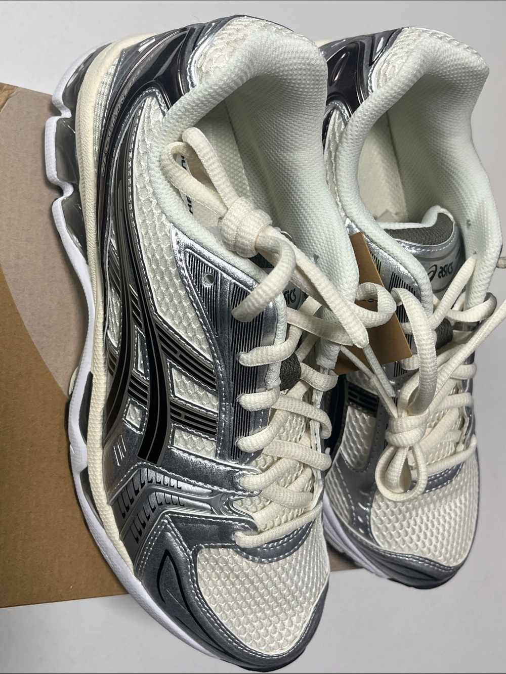 Asics Kids White and Silver Running Sneakers size 8